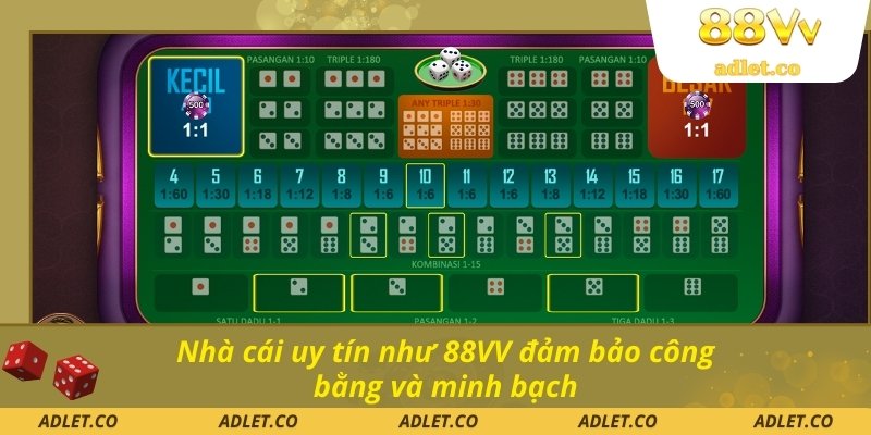 Nhà cái uy tín như 88VV đảm bảo công bằng và minh bạch